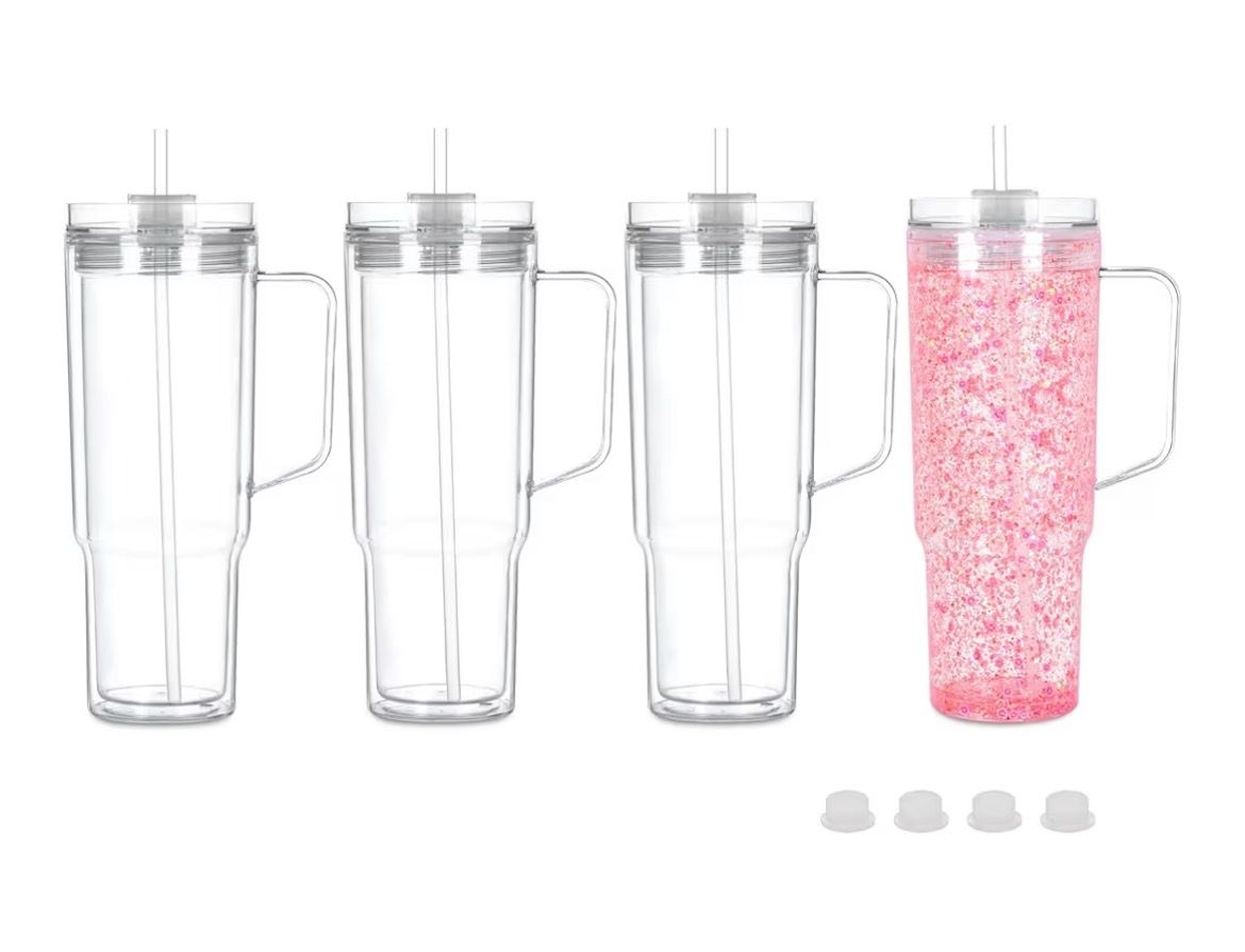 40oz Acrylic Snowglobe Tumbler with Handle